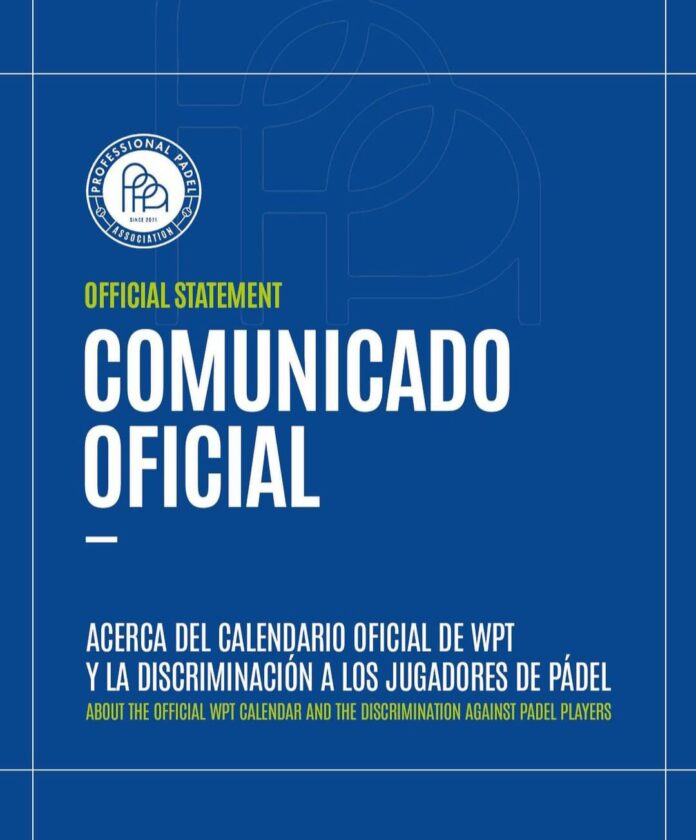 La Asociación de Jugadores de Padel (PPA) emite un comunicado contra la supuesta discriminación de WPT a los deportistas