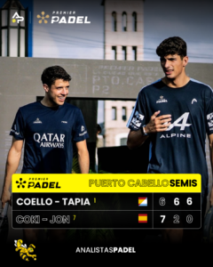 Arturo Coello y Agustín Tapia a la final de Puerto Cabello P2