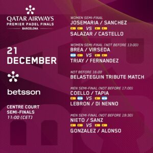 Horarios y dónde ver Premier Padel Finals semifinales