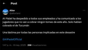 A1PADEL despide a todos su trabajadores