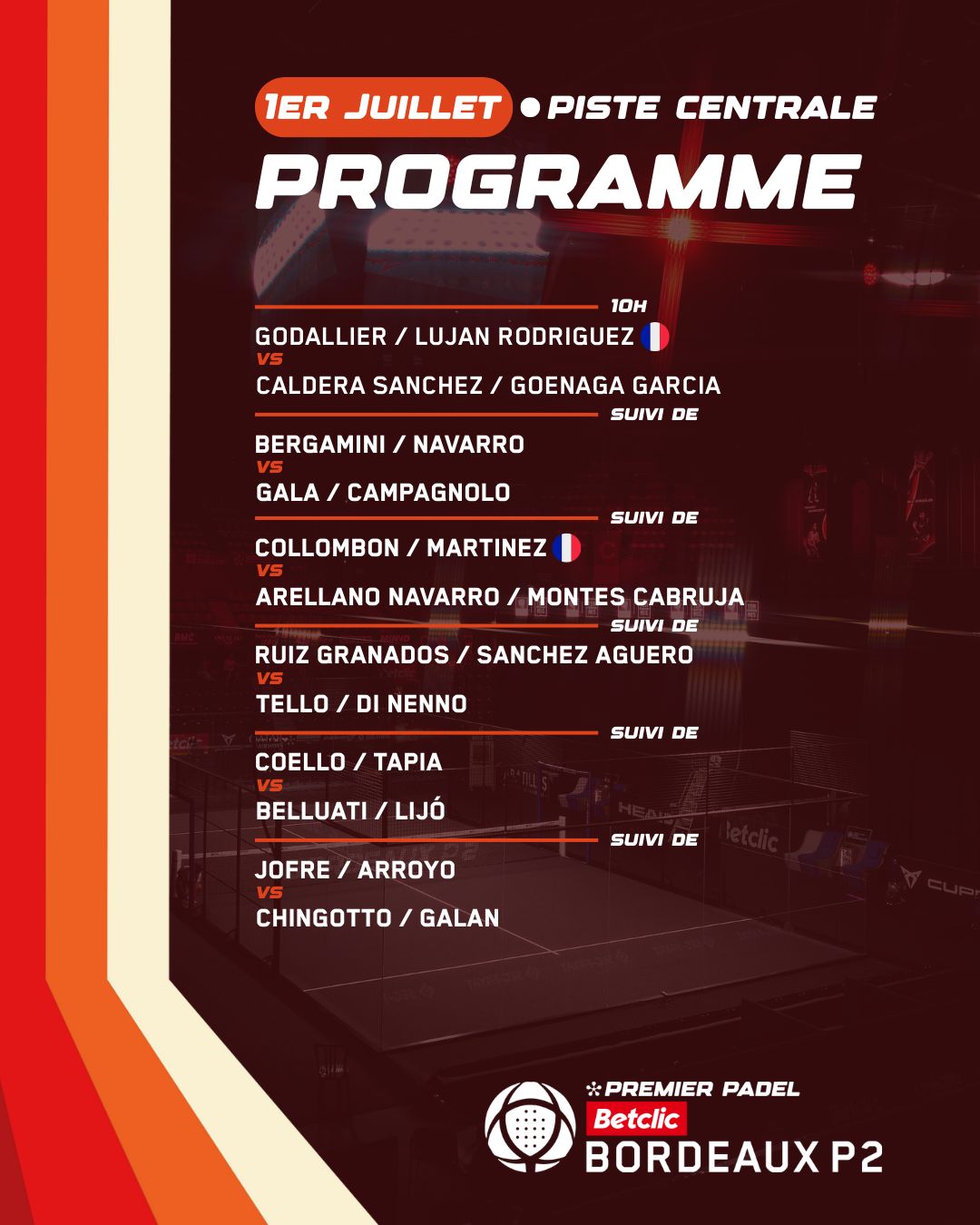 Horario, dónde ver y apostar en el Bordeaux Premier Padel P2 1 horario