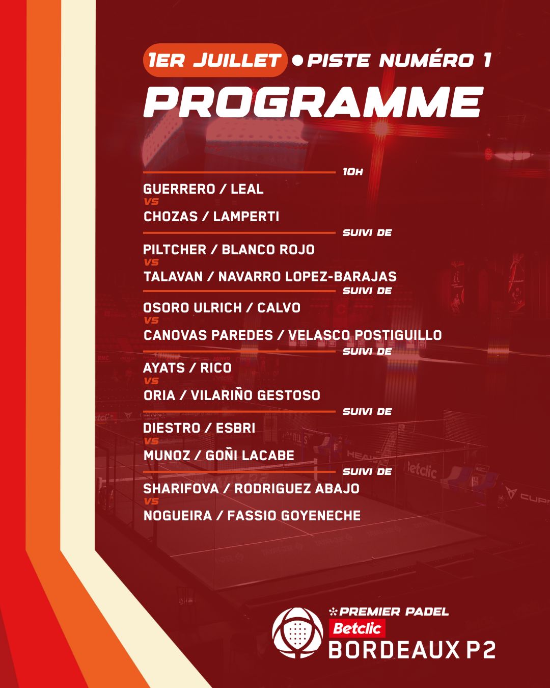 Horario, dónde ver y apostar en el Bordeaux Premier Padel P2 2 horario
