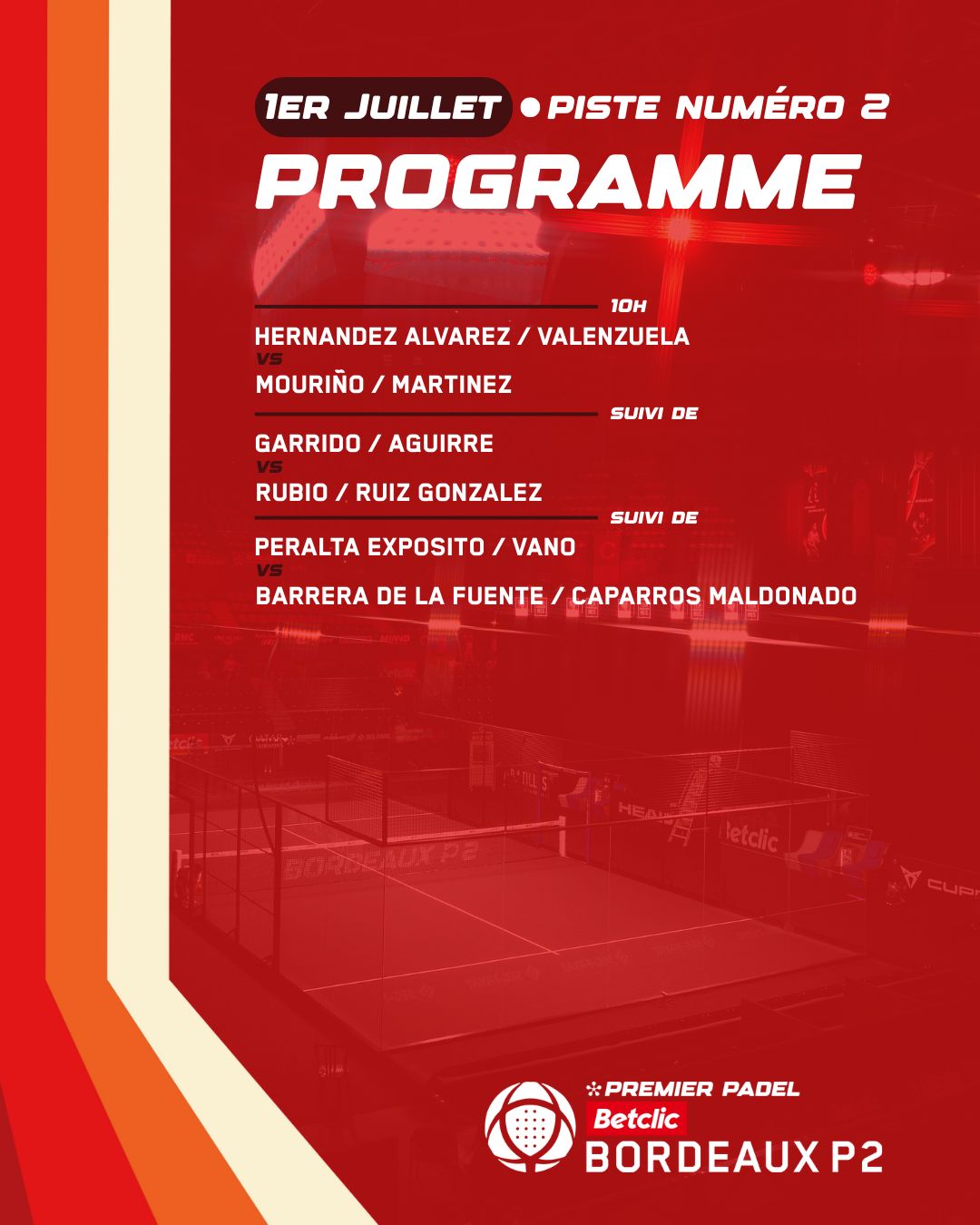 Horario, dónde ver y apostar en el Bordeaux Premier Padel P2 3 horario
