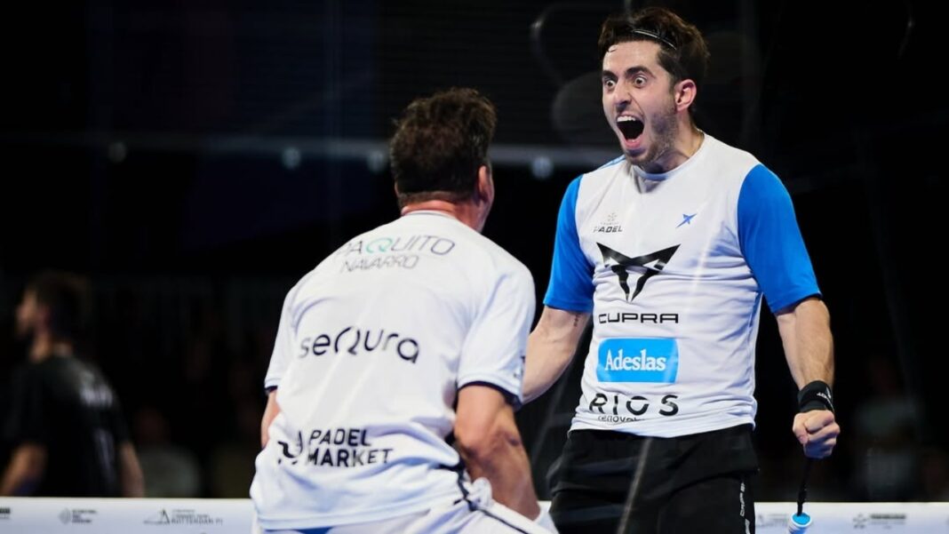 Navarro y Sanz tras clasificar a octavos del Rotterdam P1 @premierpadel