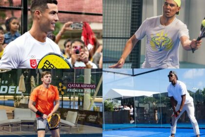 Cristiano Ronaldo, Rafa Nadal, Max Verstappen y Jimmy Butler jugando al pádel.