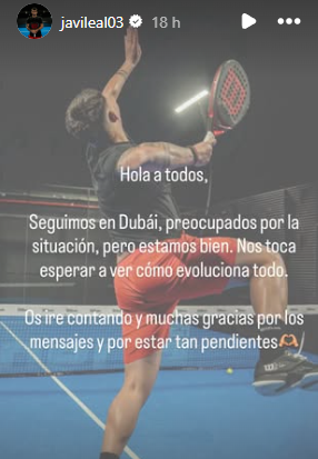 Comunicado de Javi Leal en su cuenta de Instagram. @javileal03