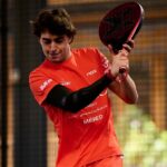 Edu Alonso en un lacen de los dieciseisavos del Premier Padel Brussels P2