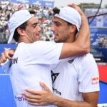 Galán y Lebrón celebrando una victoria en su etapa como compañeros