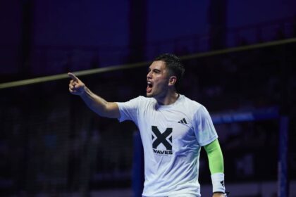 Maxi Arce durante el partido de cuartos de final VS Chingotto y Galán