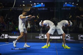 Momo y Campa celebrando la victoria en los octavos del Major de Roma / PremierPadel