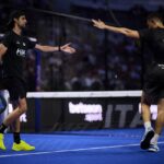 Momo y Campagnolo celebrando uno de sus puntos de los cuartos de Roma / PremierPadel